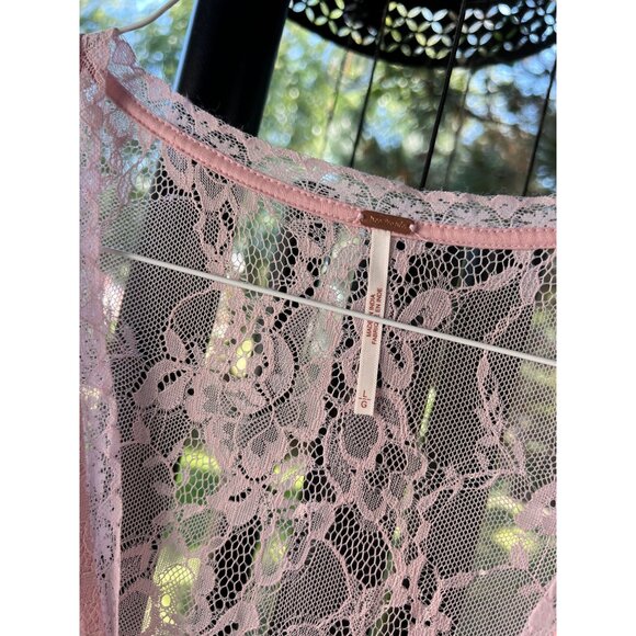 New FREE PEOPLE  Size L Lala Lace Mini Dress $128 Pink Sexy Boho Chic Festival - Picture 14 of 16